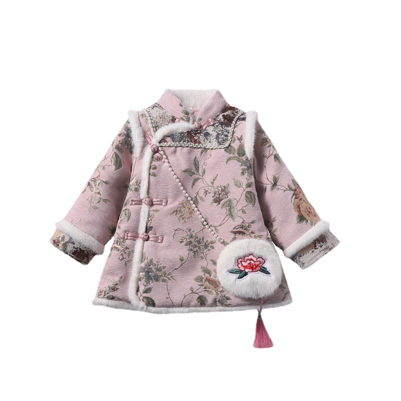 冬の女の赤ちゃん韓服子供プリンセス唐チャイナ袍ドレス刺繍綿パ - Winter Clothing Baby Girl のレビューと価格