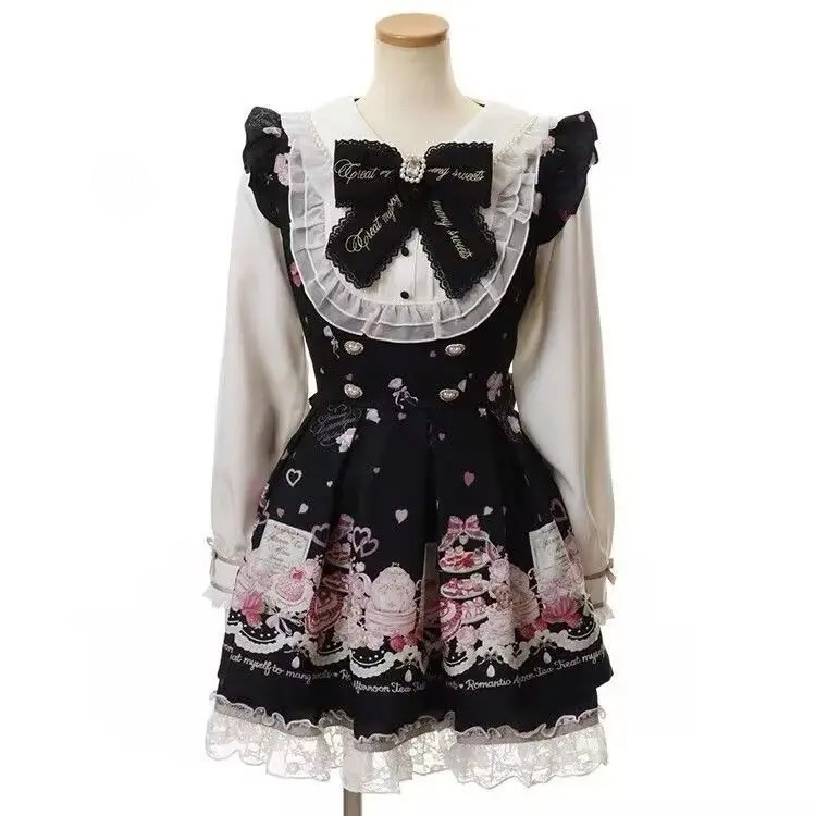 日本 2 ピースドレスセット女性弓ドレスショーツセットロリー - Winter Clothing Ladies のレビューと価格