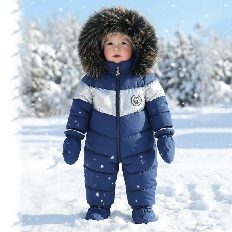 冬新生児ロンパース手袋付き暖かい厚みのある女の赤ちゃん服フー - Winter Clothing Baby Boy のレビューと価格