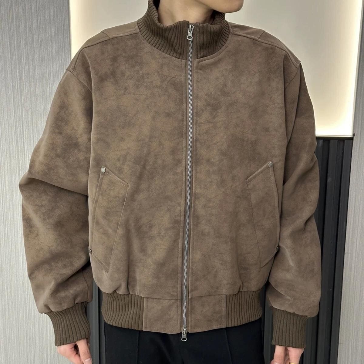 秋オーバーサイズボンバージャケット男性ジップアップだぶだぶの - Quality Winter Clothing Bomber Jacket のレビューと価格