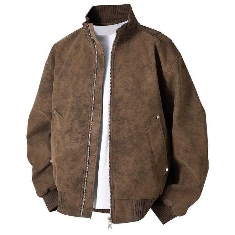 秋オーバーサイズボンバージャケット男性ジップアップだぶだぶの - Quality Winter Clothing Bomber Jacket のレビューと価格