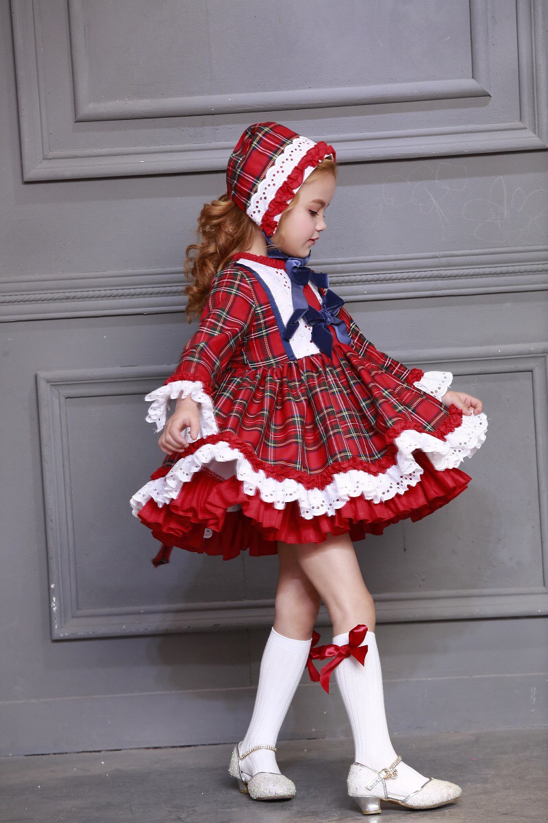 女の赤ちゃん秋冬クリスマス赤チェック柄ヴィンテージスペインポ - Winter Clothing Baby Girl のレビューと価格