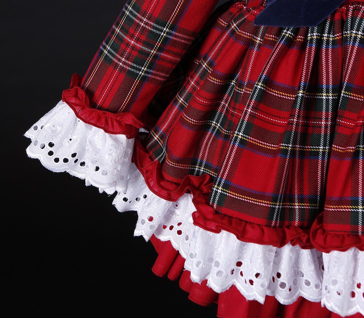 女の赤ちゃん秋冬クリスマス赤チェック柄ヴィンテージスペインポ - Winter Clothing Baby Girl のレビューと価格