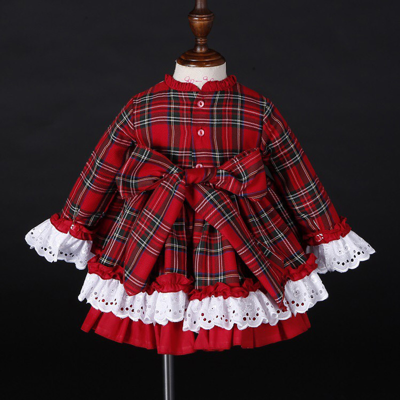 女の赤ちゃん秋冬クリスマス赤チェック柄ヴィンテージスペインポ - Winter Clothing Baby Girl のレビューと価格