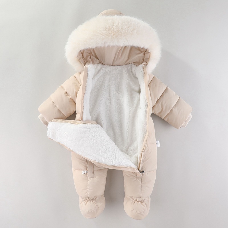 生まれたばかりの赤ちゃんのためのフード付きロンパース,厚いベ - Winter Clothing Baby Boy のレビューと価格