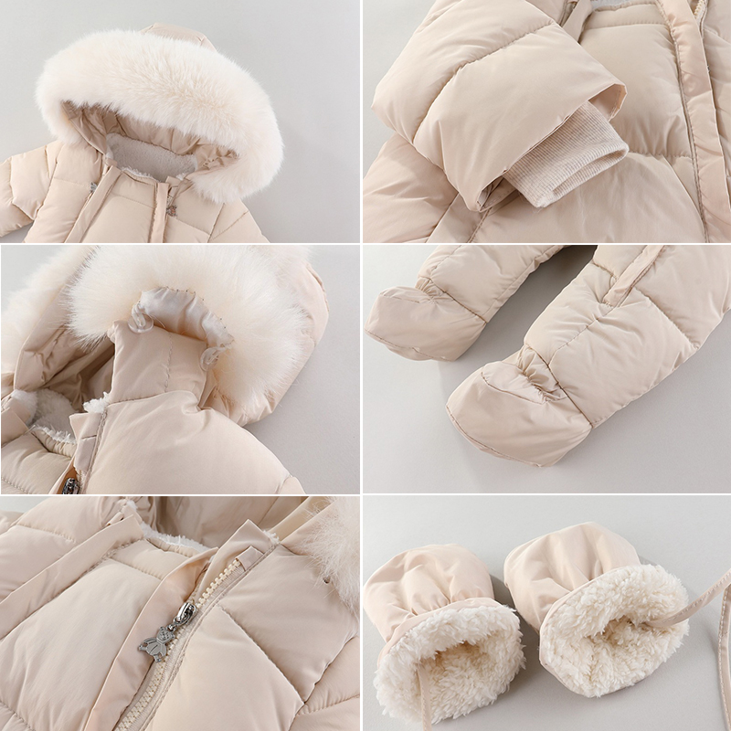 生まれたばかりの赤ちゃんのためのフード付きロンパース,厚いベ - Winter Clothing Baby Boy のレビューと価格