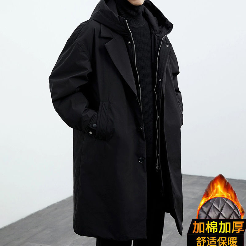 新しい冬の韓国スタイルメンズトレンディなパファールックフード - Winter Clothing Looks のレビューと価格