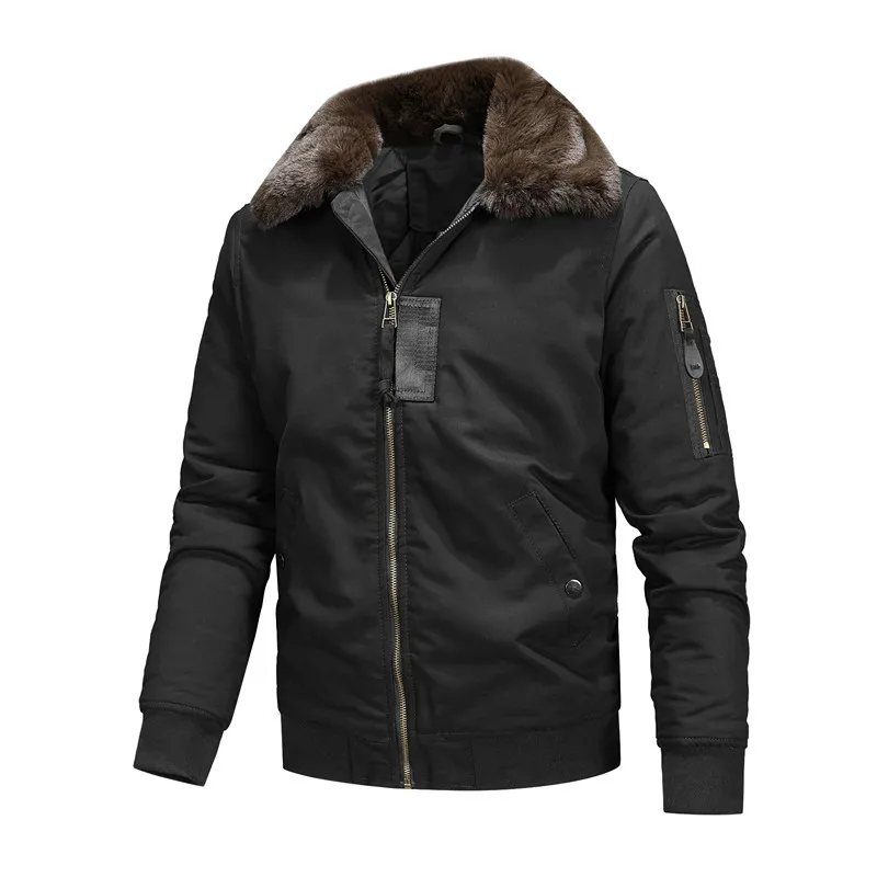 メンズ冬用ボンバージャケット、フリース暖かいコート、男性用フ - Quality Winter Clothing Bomber Jacket のレビューと価格